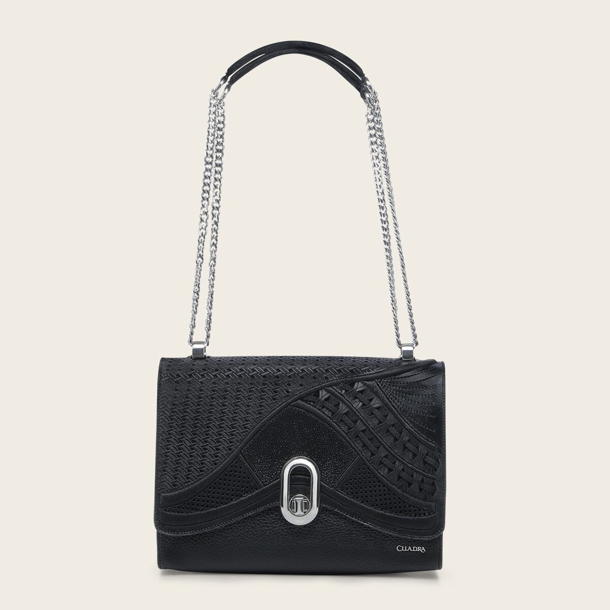 Bolso de hombro en piel genuina de mantarraya para dama