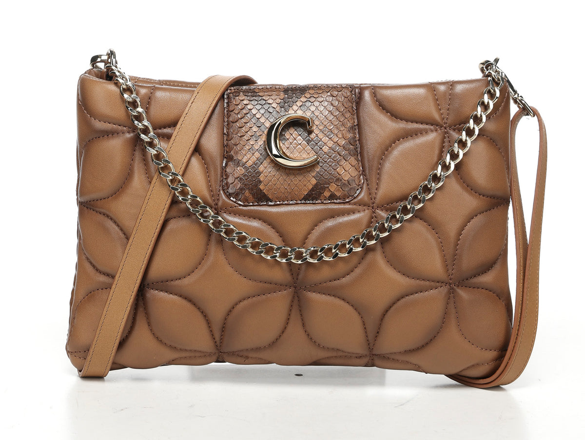Bolso de hombro en piel genuina de pitón para dama