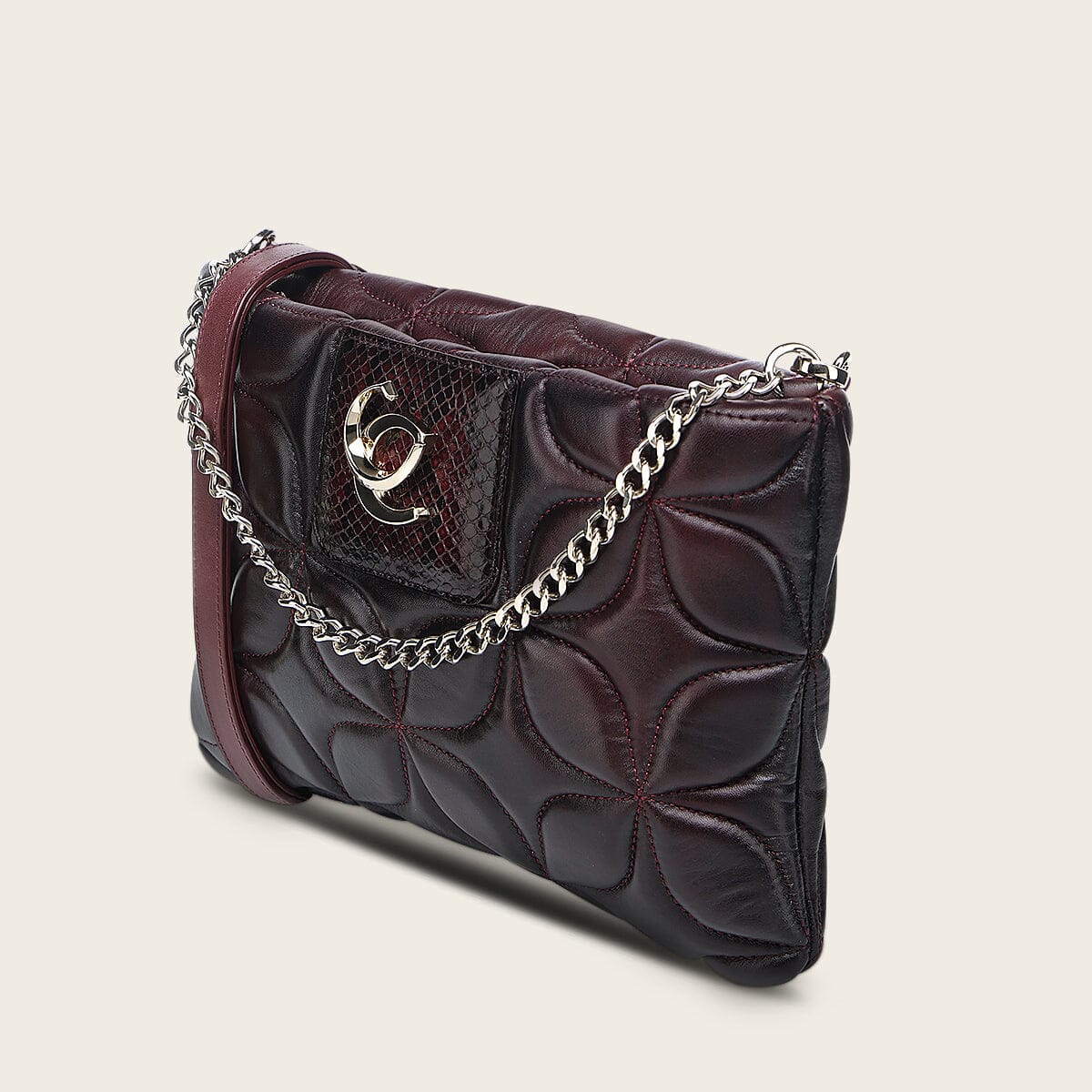 Bolso de hombro en piel genuina de pitón para dama