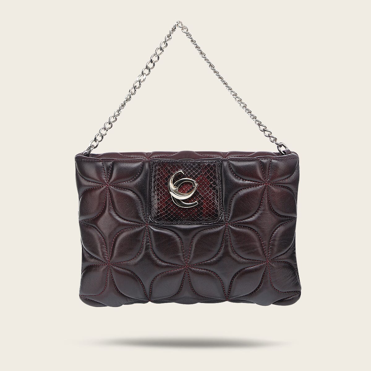 Bolso de hombro en piel genuina de pitón para dama