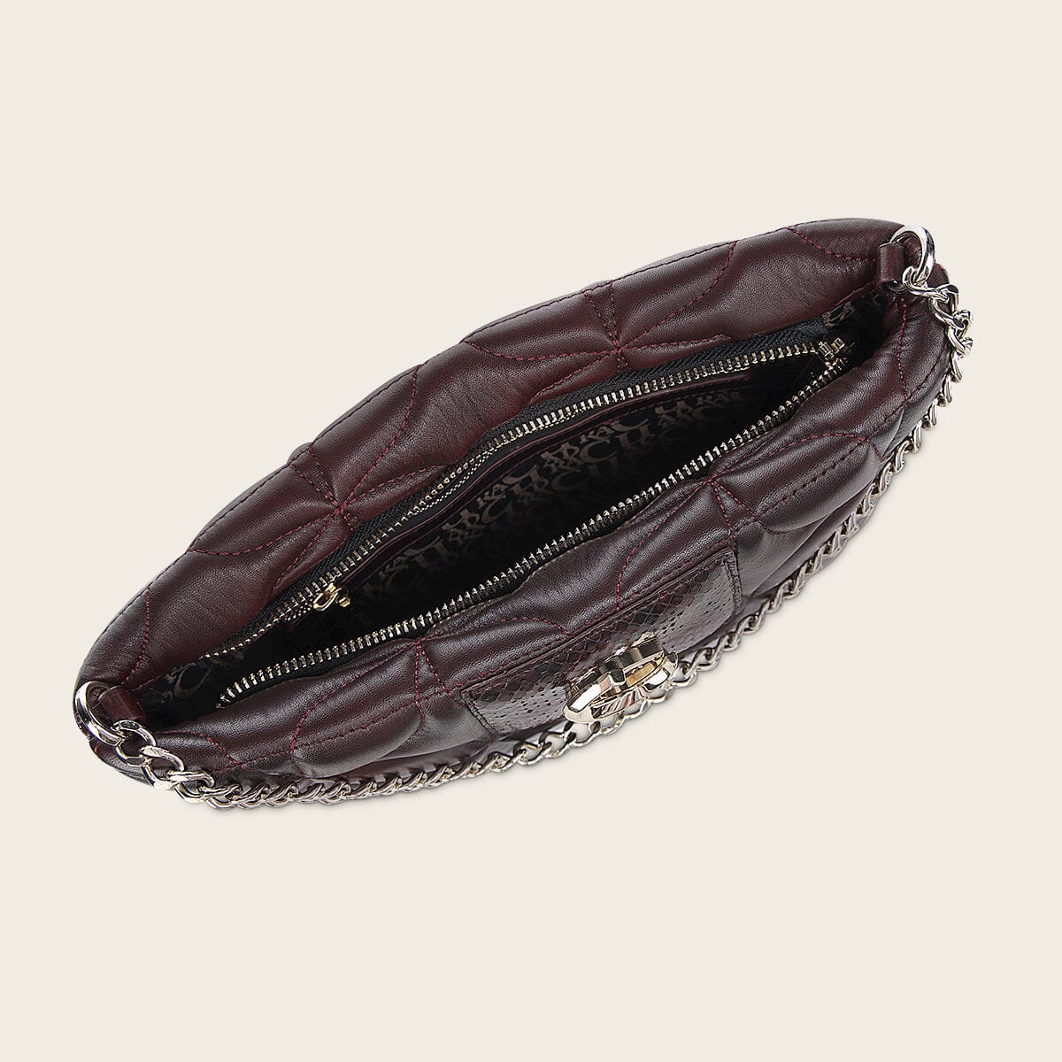 Bolso de hombro en piel genuina de pitón para dama