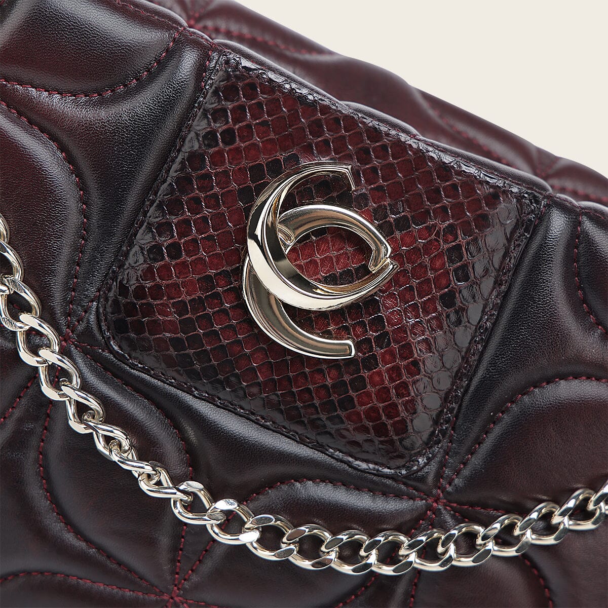 Bolso de hombro en piel genuina de pitón para dama