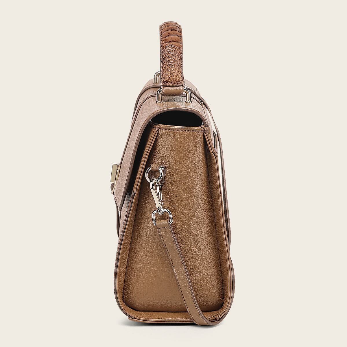 Bolso satchel en piel genuina de alligátor para dama