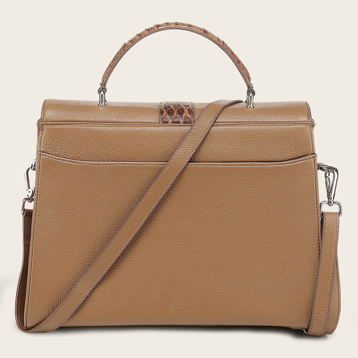 Bolso satchel en piel genuina de alligátor para dama