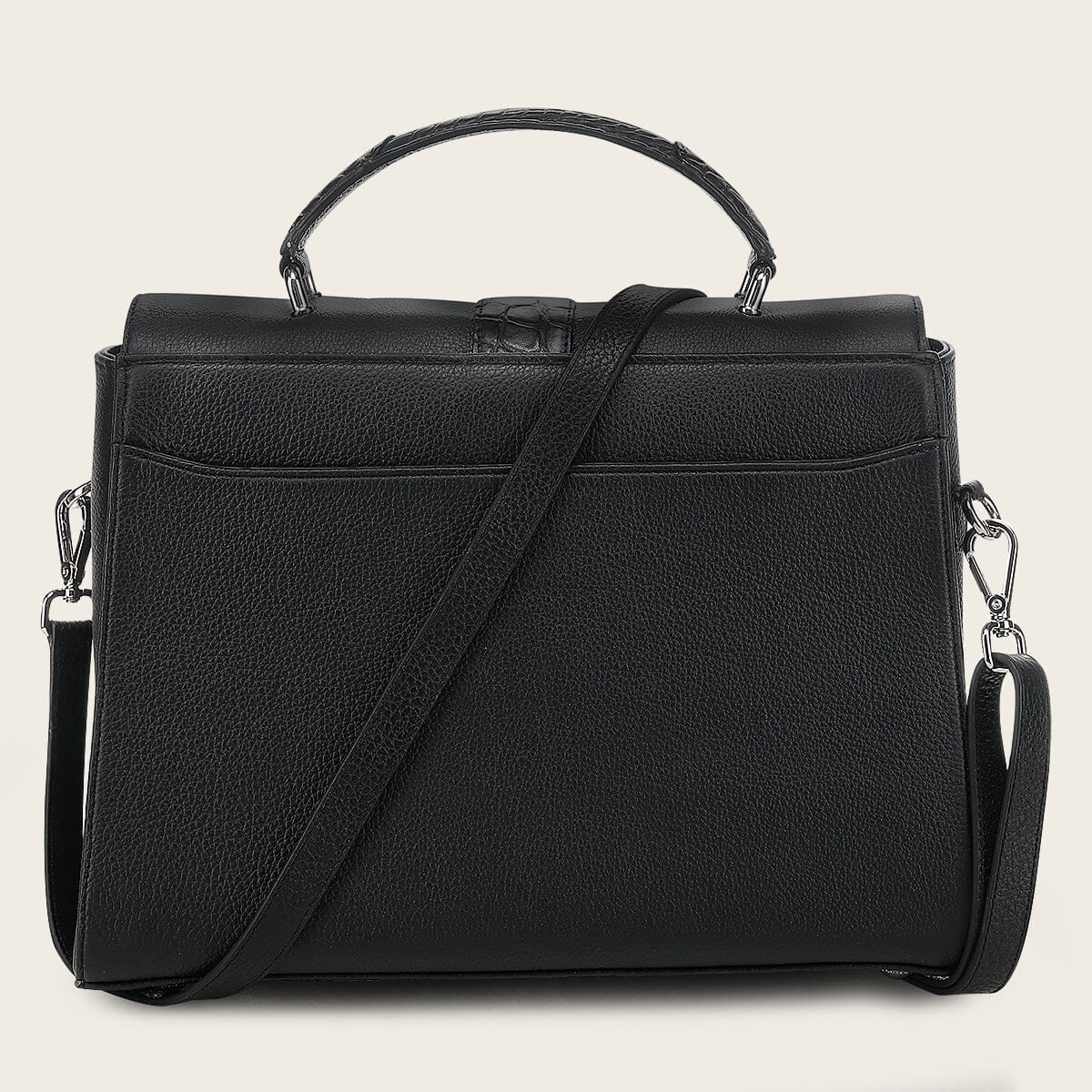 Bolso satchel en piel genuina de alligátor para dama