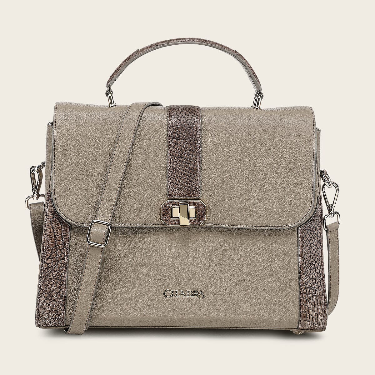 Bolso satchel en piel genuina de moreleti para dama