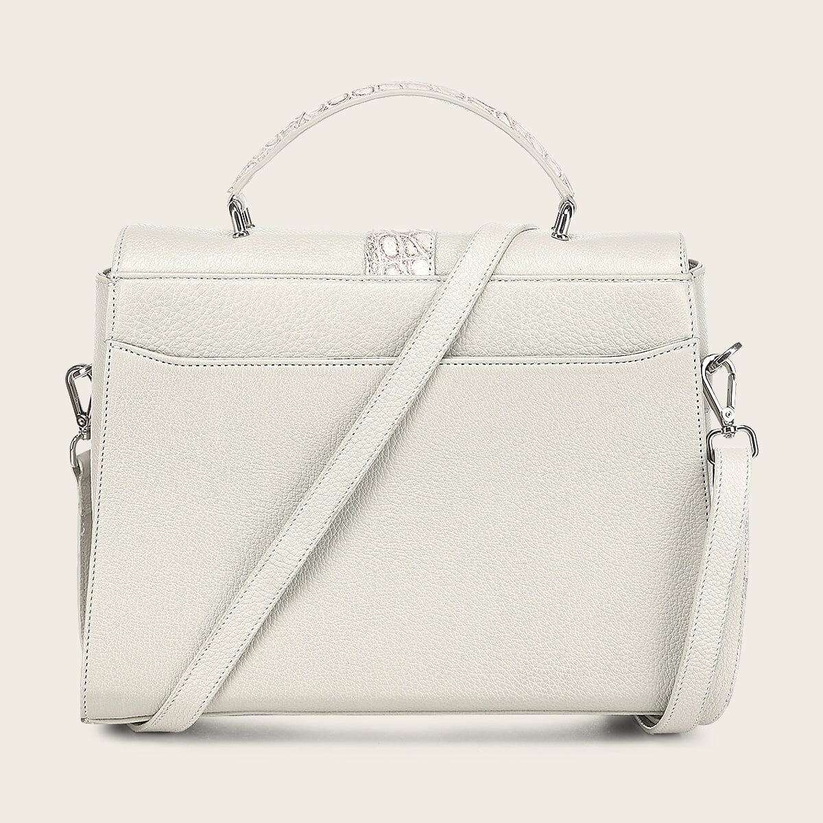 Bolso satchel en piel genuina de nilóticus para dama