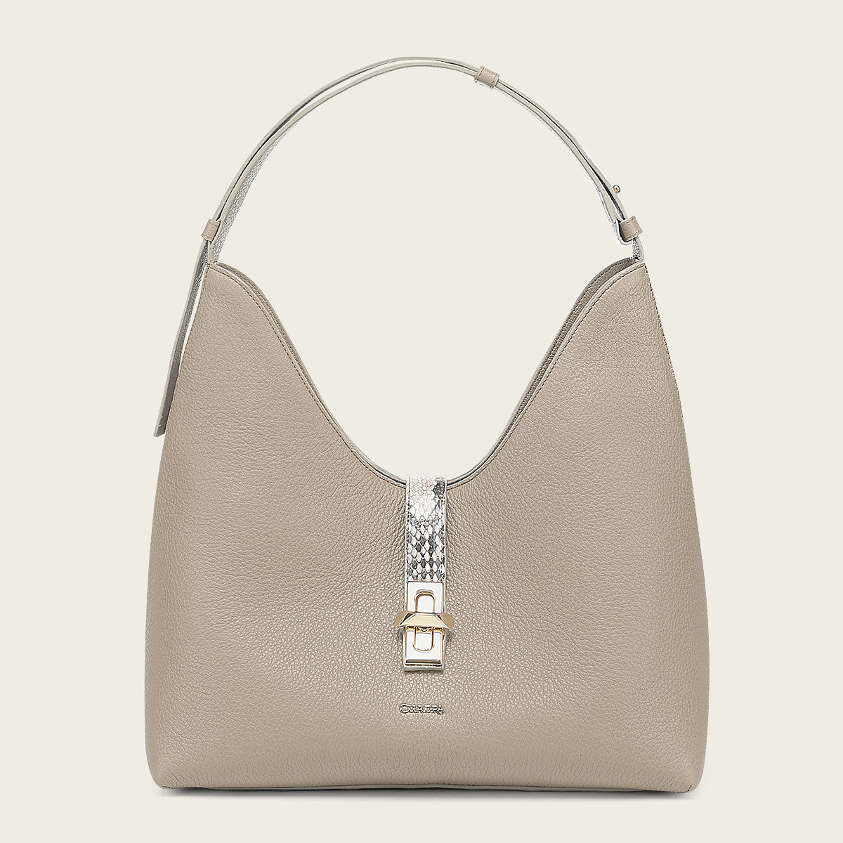 Bolso de hombro en piel genuina de pitón para dama