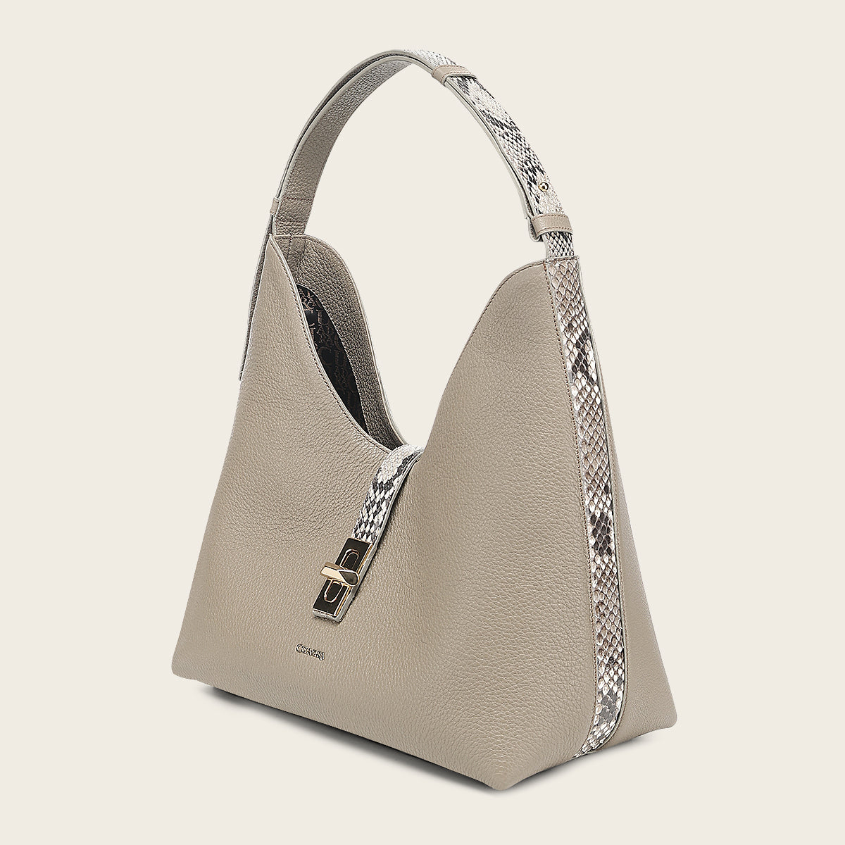 Bolso de hombro en piel genuina de pitón para dama