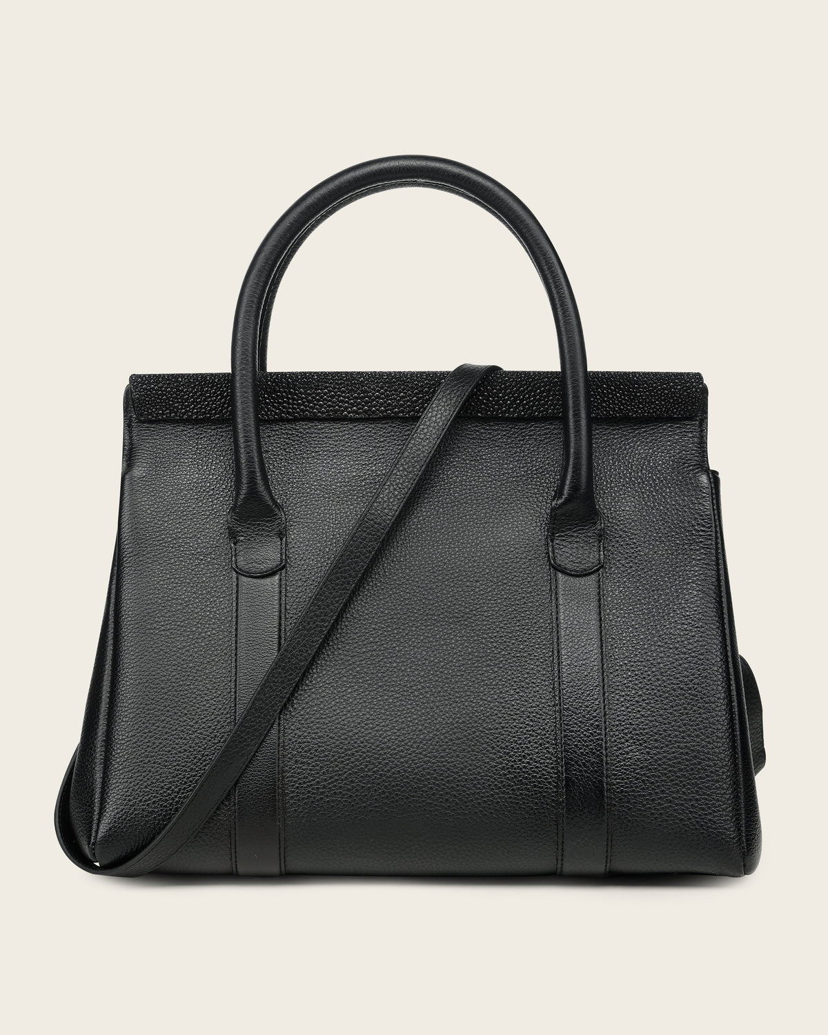 Bolso tipo satchel negro para mujer en auténtica piel de mantarraya