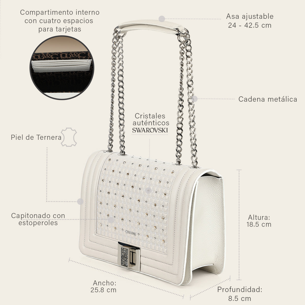 Crossbody en piel genuina de cordero para dama