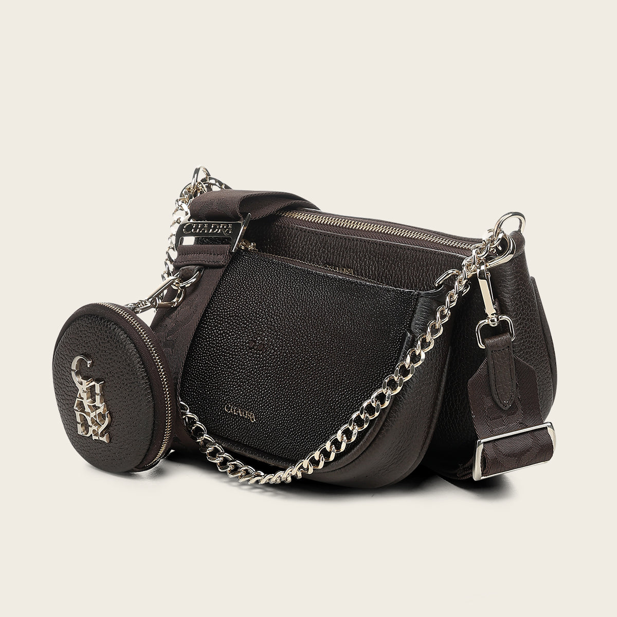 Crossbody en piel genuina de mantarraya para dama