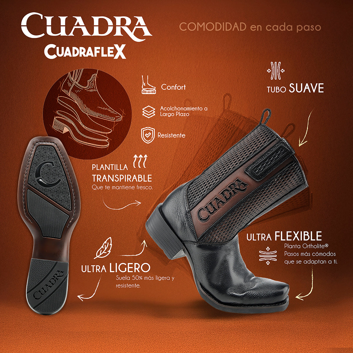 Bota urbana en piel genuina de tiburón para caballero