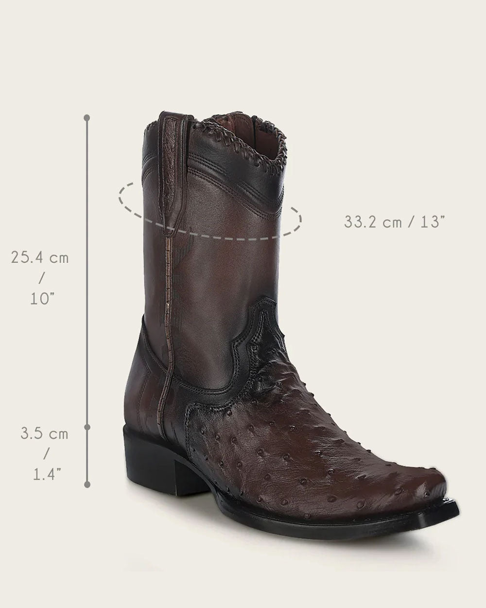 Bota exótica casual estilo western marrón oscuro