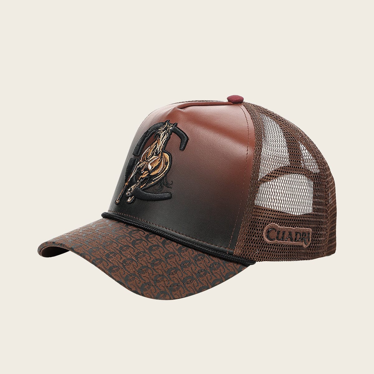 Gorra en piel genuina con diseño de caballo