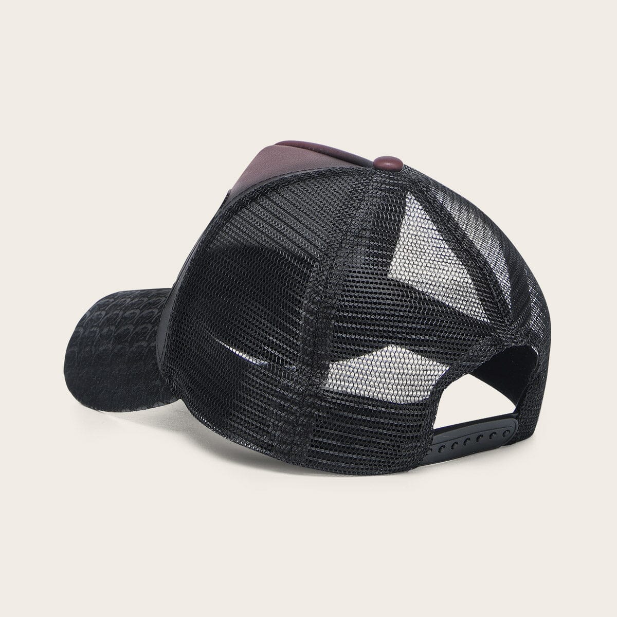 Gorra en piel genuina con diseño de pitón