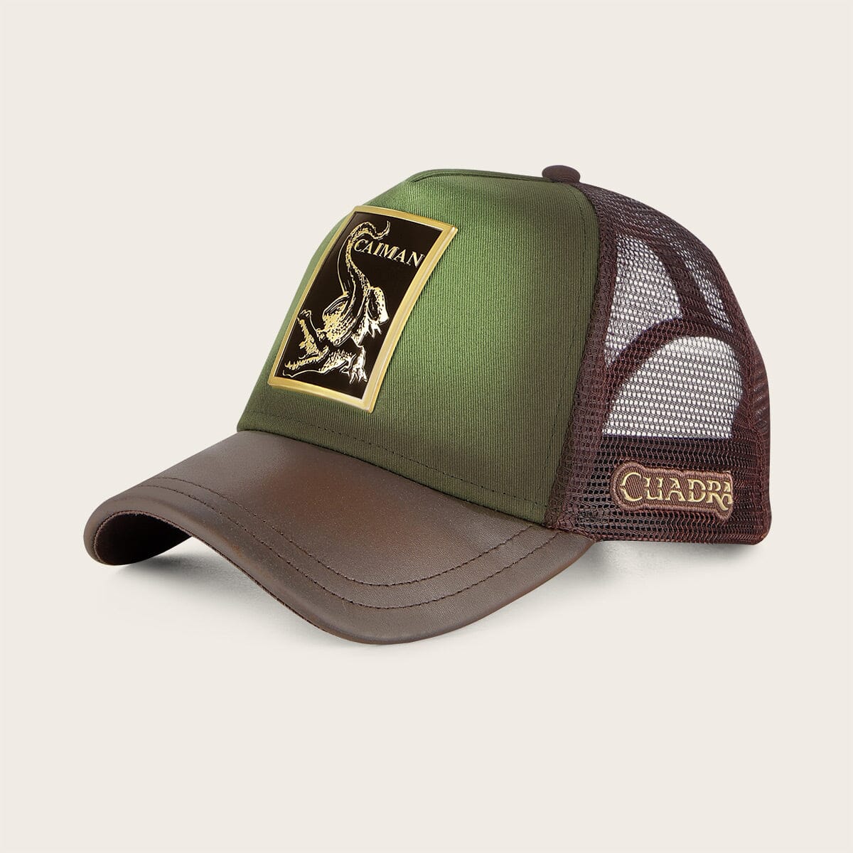 Gorra en piel genuina con diseño de caimán