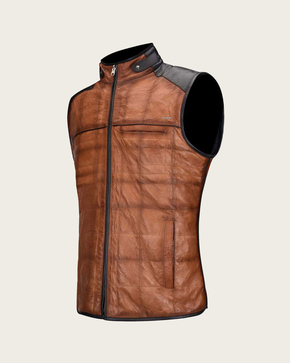 Chaleco bordado reversible de piel