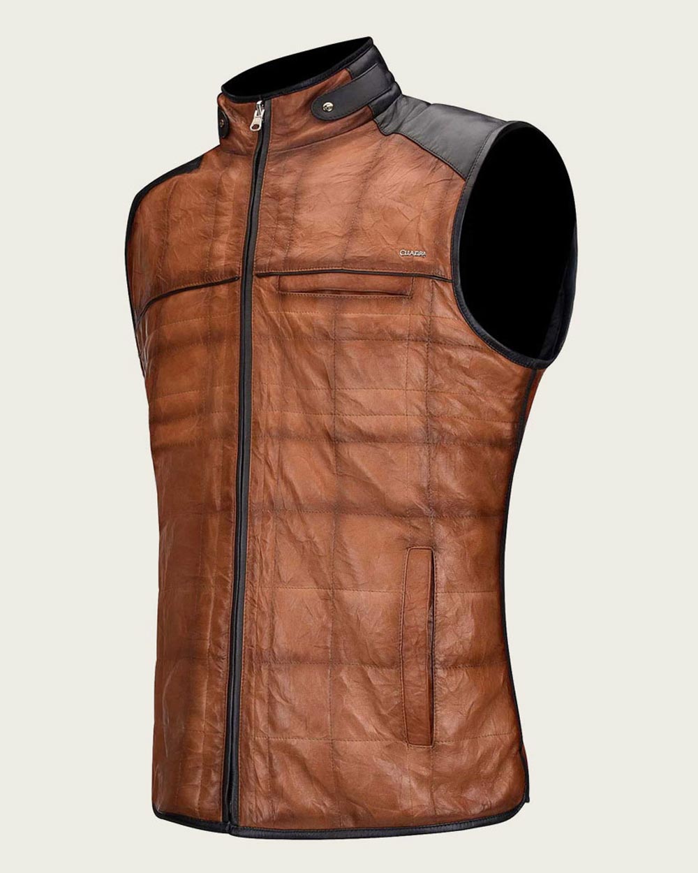 Chaleco bordado reversible de piel