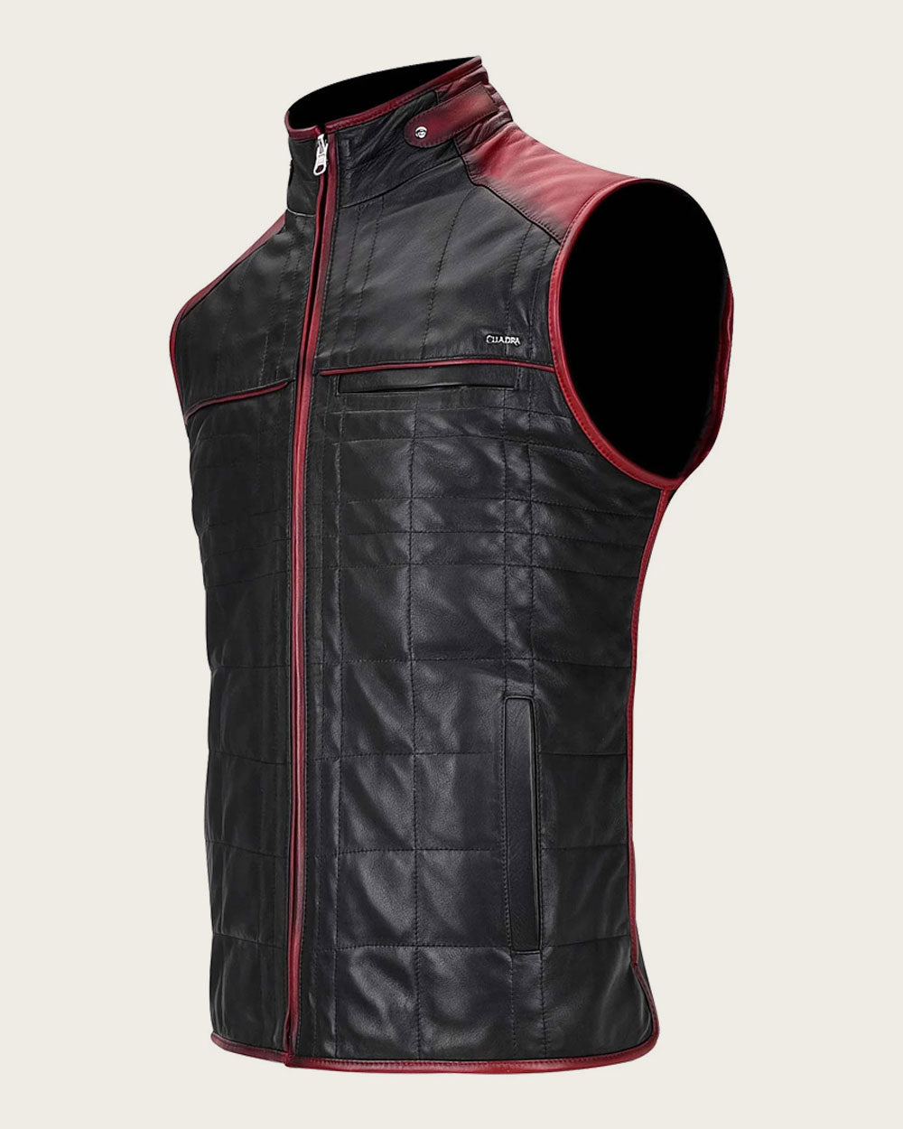 Chaleco bordado reversible de piel