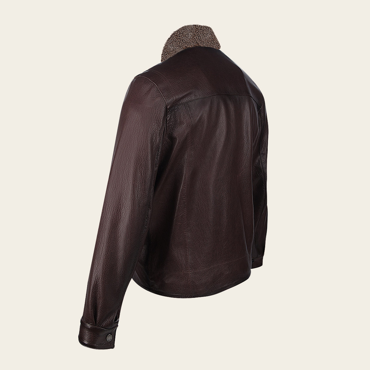 Chamarra Aviadora de Piel Café Oscuro para Hombre Cuadra