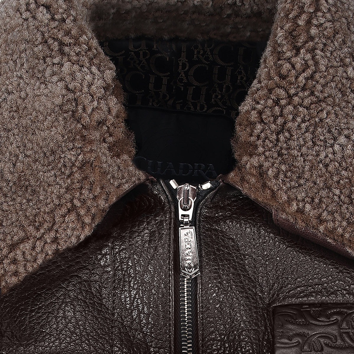 Chamarra Aviadora de Piel Café Oscuro para Hombre Cuadra