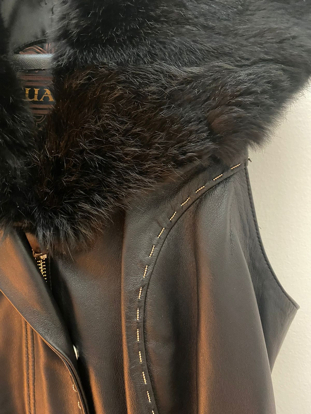 Chaleco de cuero negro para mujer estilo western