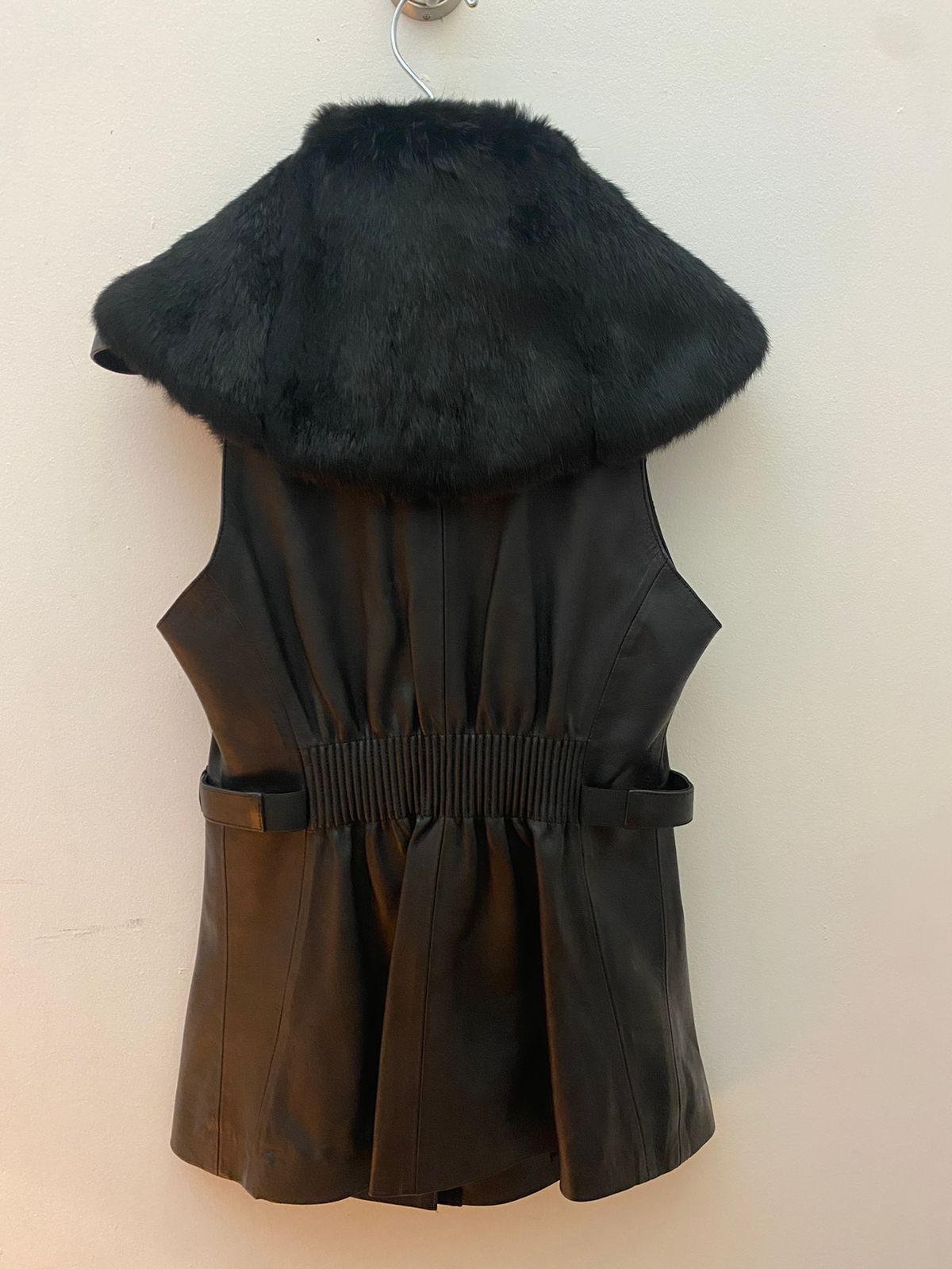 Chaleco de cuero negro para mujer estilo western