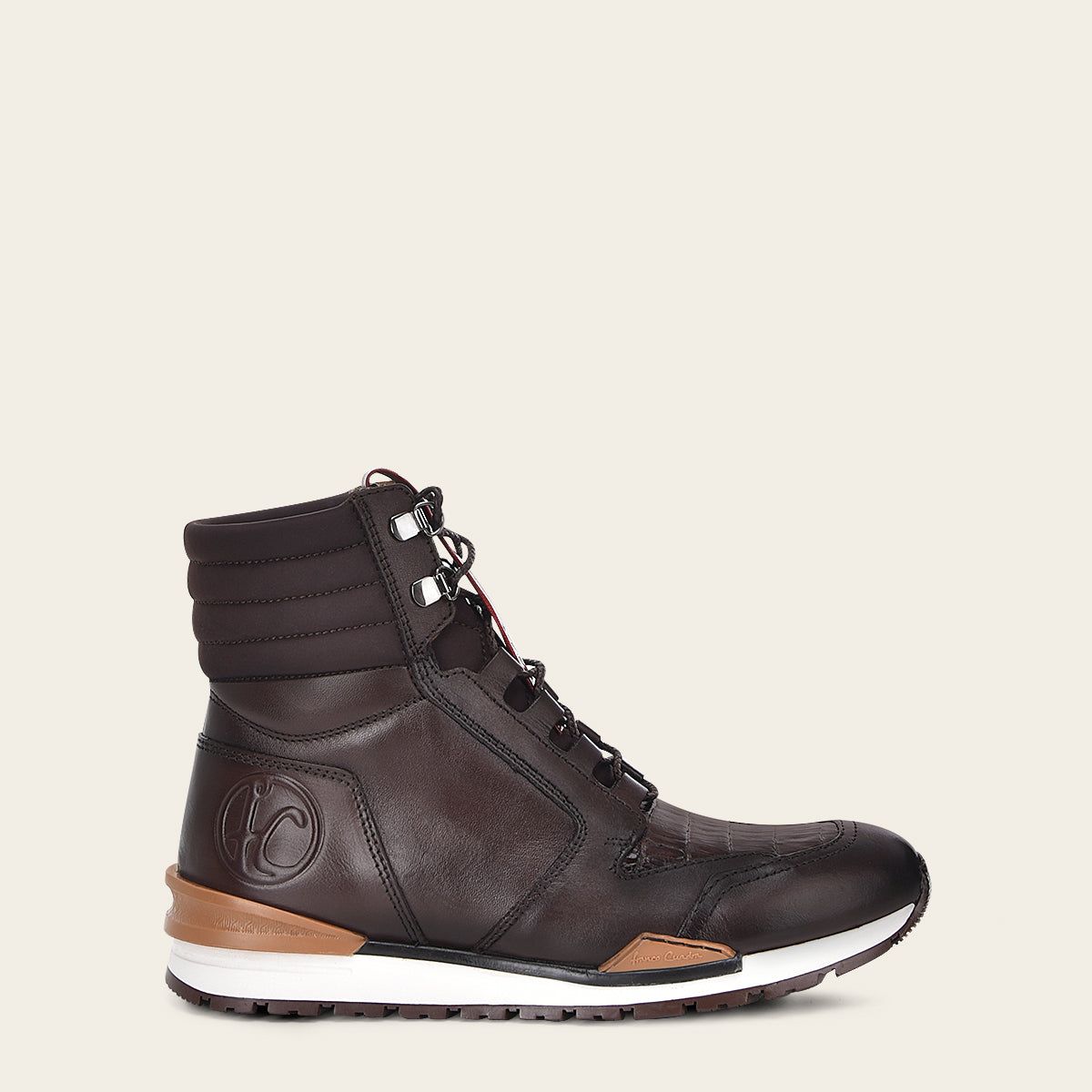 Snicker botin de piel genuina de caiman color negro