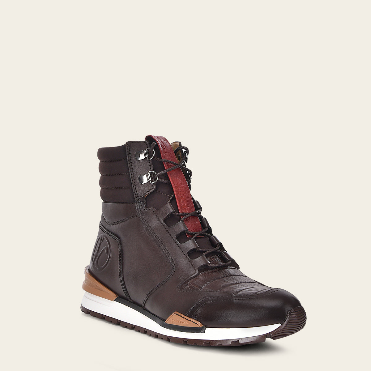 Snicker botin de piel genuina de caiman color negro
