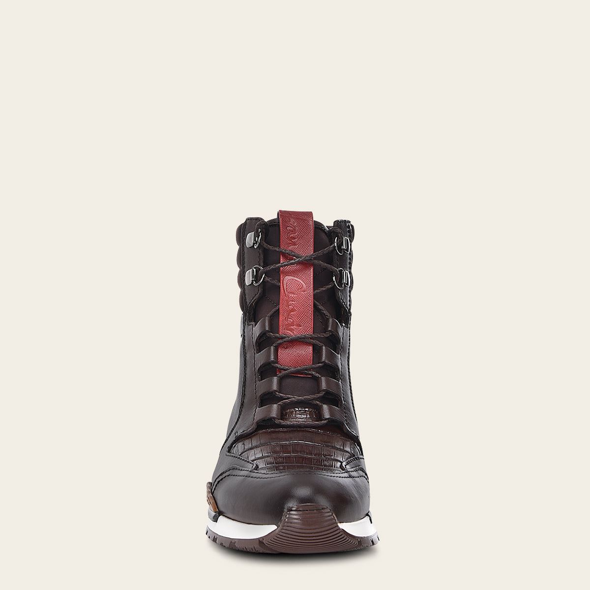 Snicker botin de piel genuina de caiman color negro