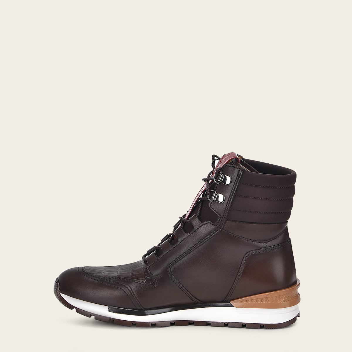 Snicker botin de piel genuina de caiman color negro