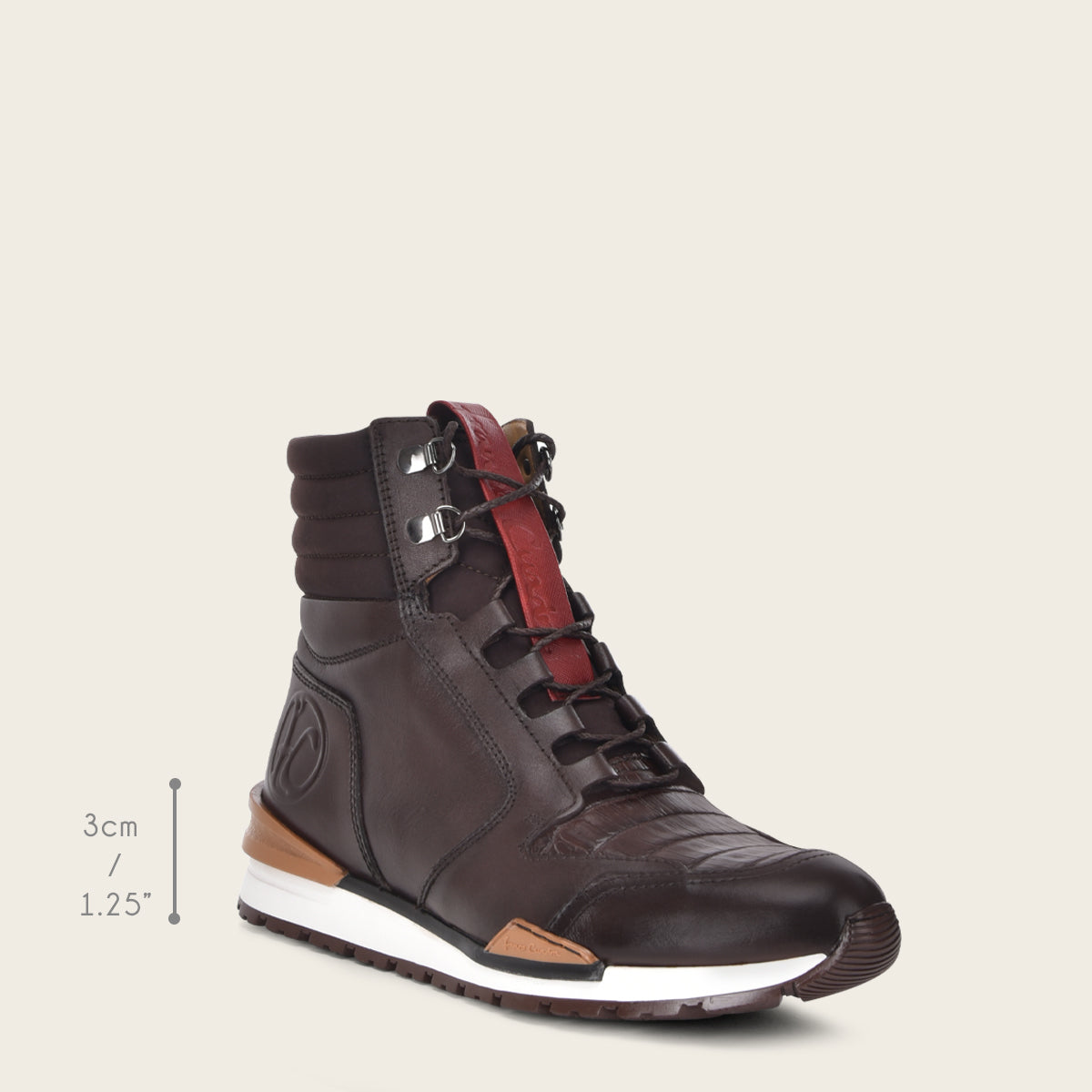 Snicker botin de piel genuina de caiman color negro