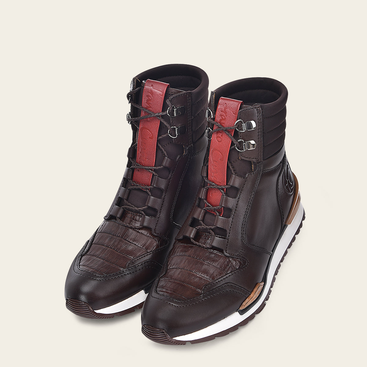 Snicker botin de piel genuina de caiman color negro