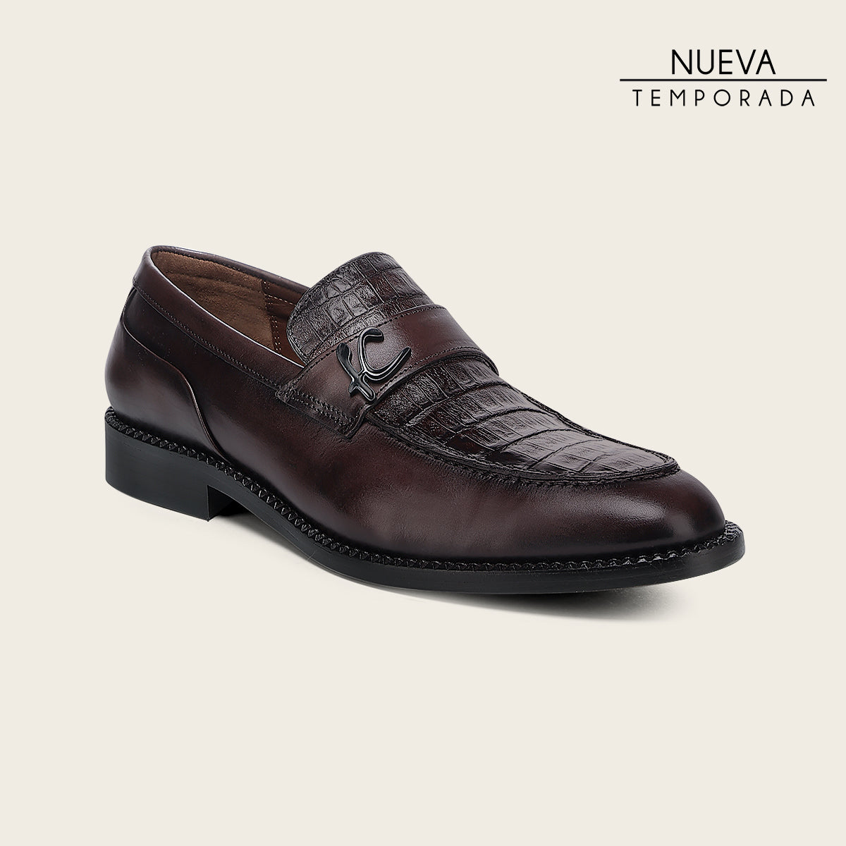 Mocasín en piel genuina de caimán