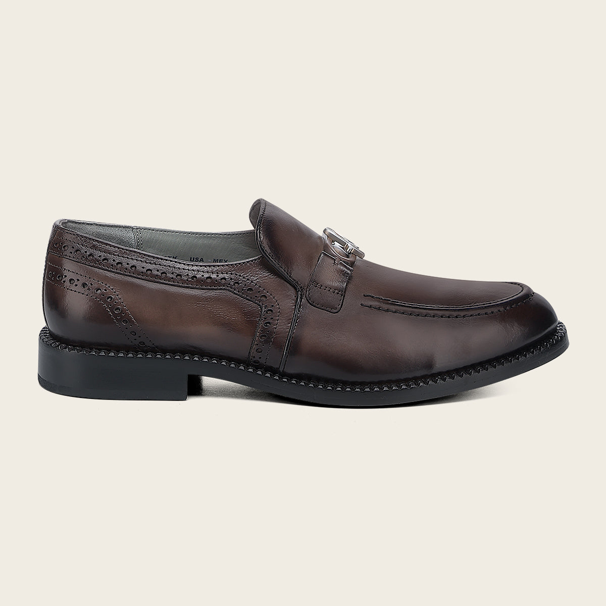 Mocasín slip on para caballero en piel de becerro