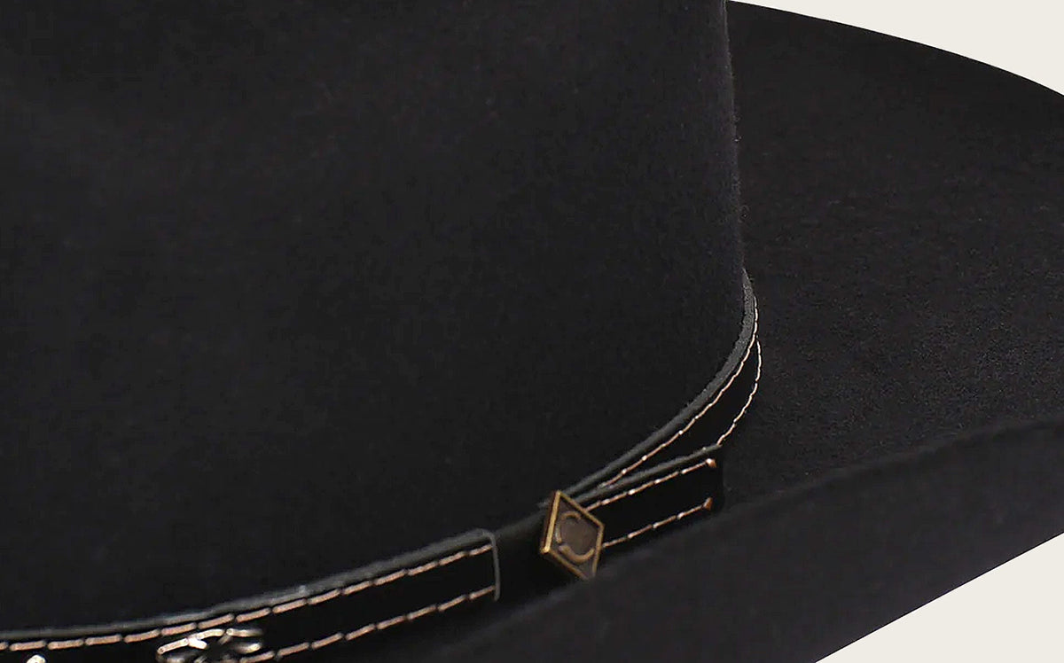 Sombrero vaquero Monterrey negro de lana merino 100 % premium
