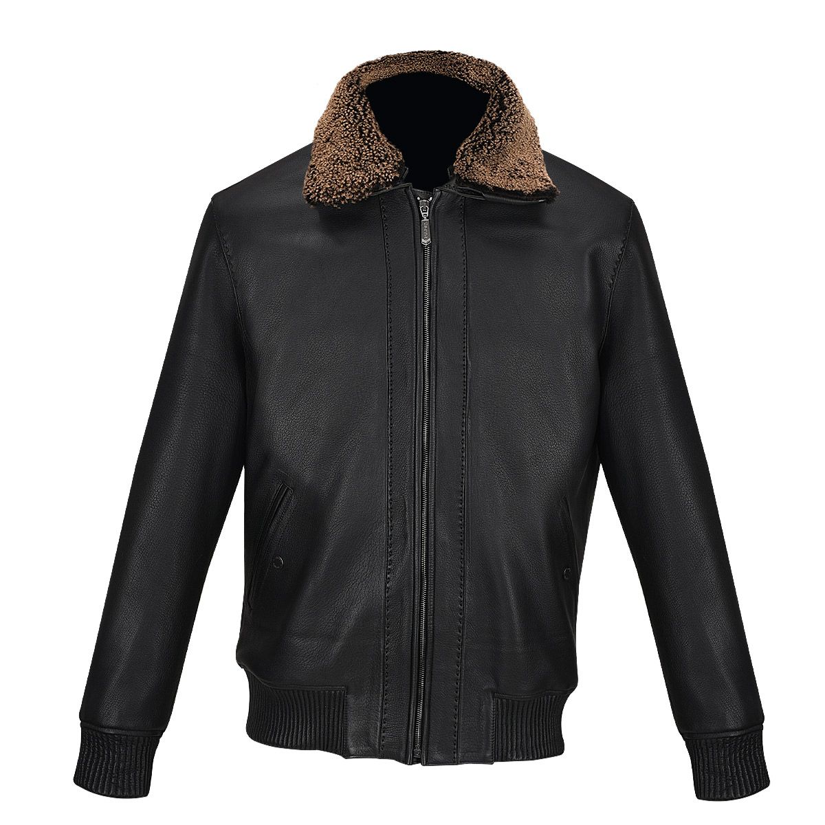 H277COC - Cazadora acolchada de piel de borrego casuales fashion CAFE Cuadra para hombre
