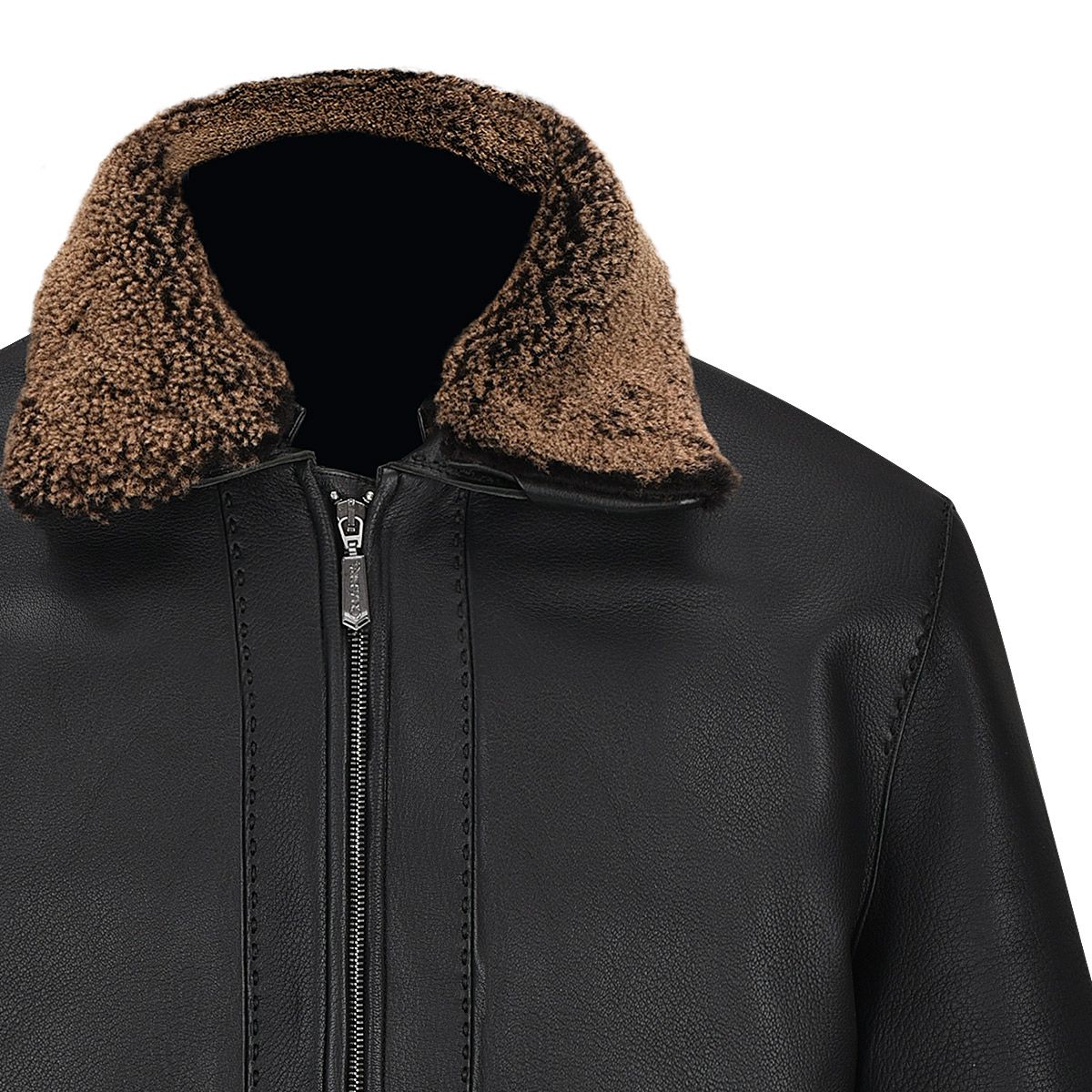 H277COC - Cazadora acolchada de piel de borrego casuales fashion CAFE Cuadra para hombre