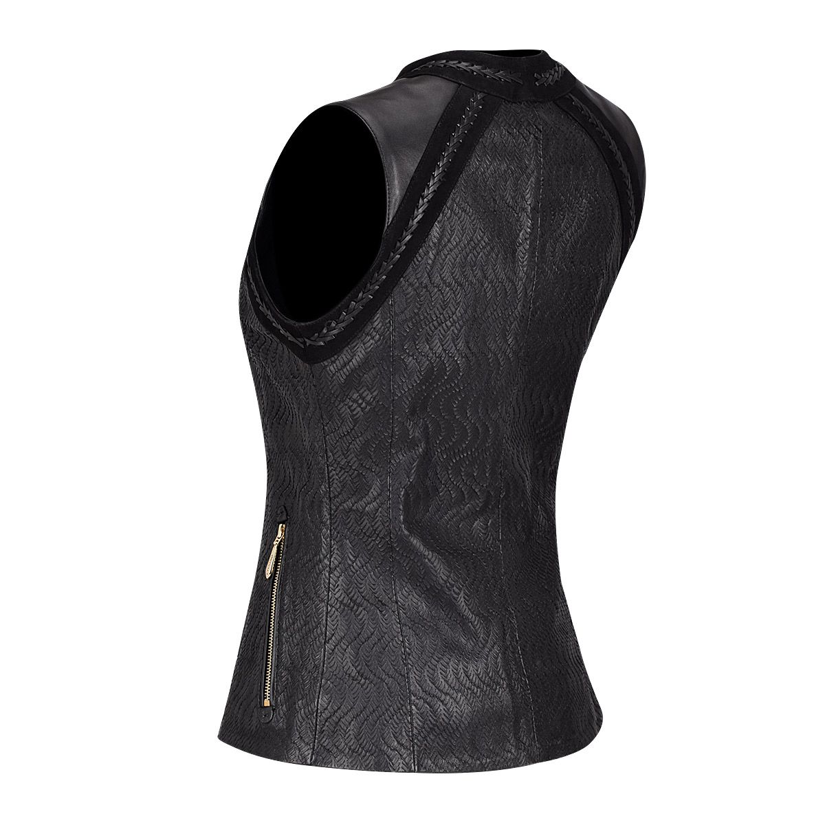 Cuadra - Chaleco cuadra de piel con tachuelas vestido NEGRO de de vestir fashion para mujer