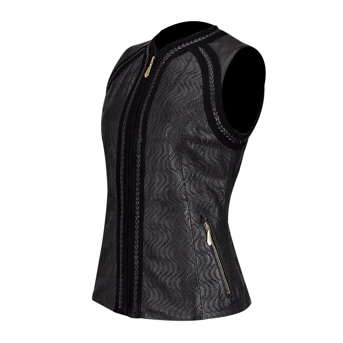 Cuadra - Chaleco cuadra de piel con tachuelas vestido NEGRO de de vestir fashion para mujer