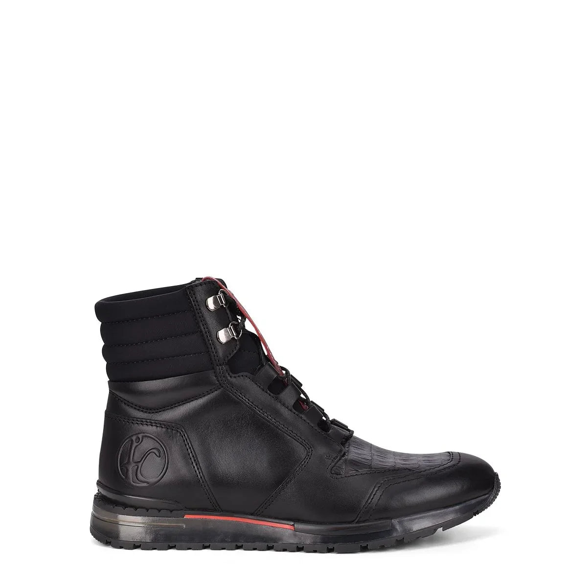 Snicker botin de piel genuina de caiman color negro