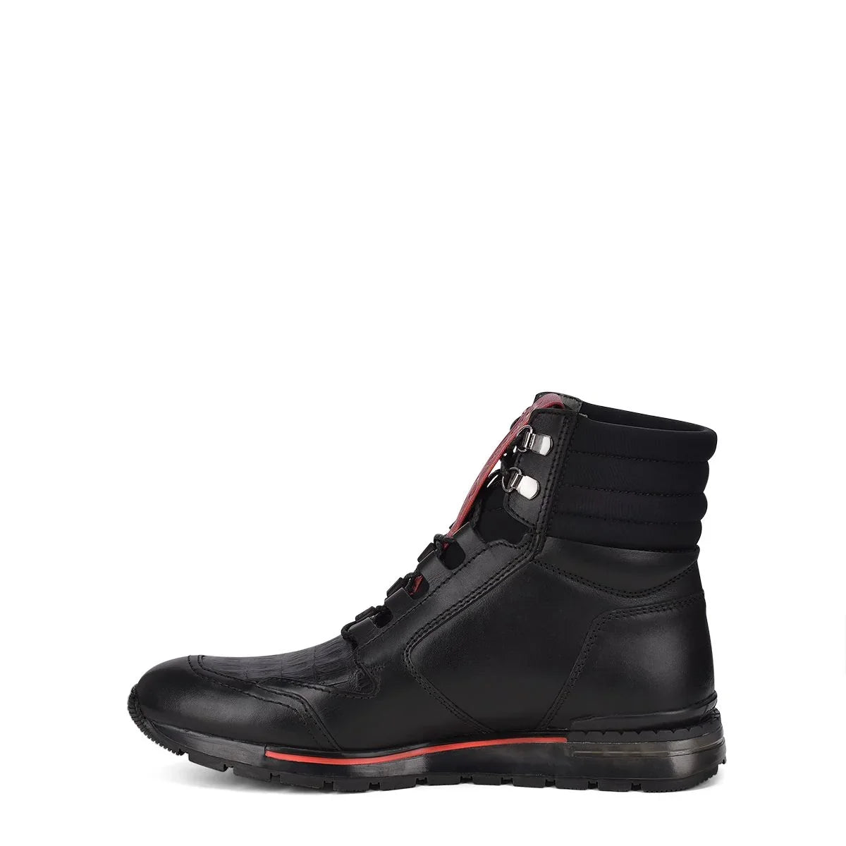 Snicker botin de piel genuina de caiman color negro