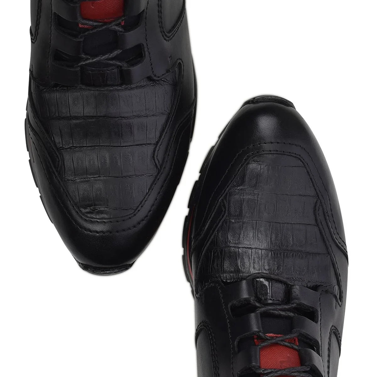 Snicker botin de piel genuina de caiman color negro