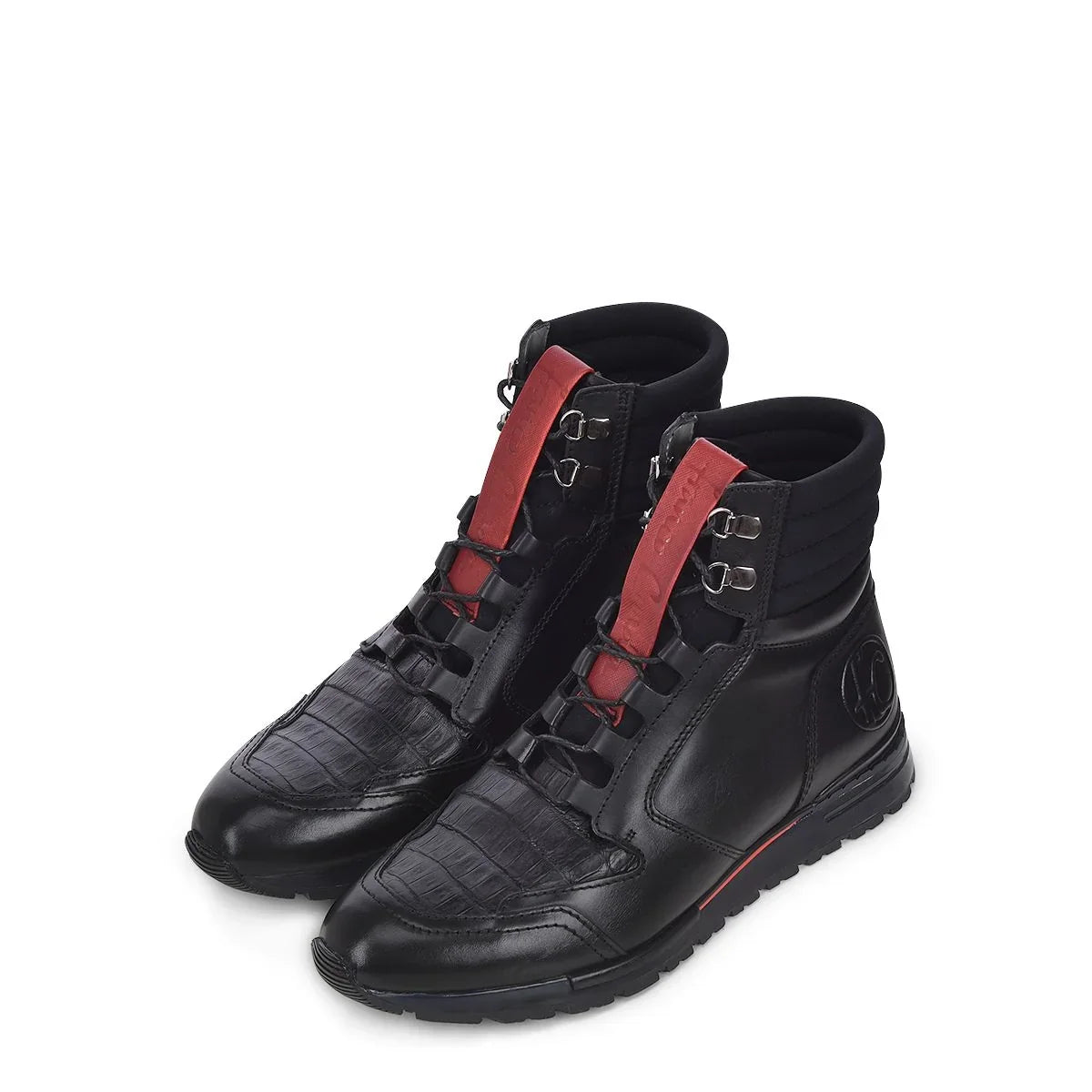 Snicker botin de piel genuina de caiman color negro
