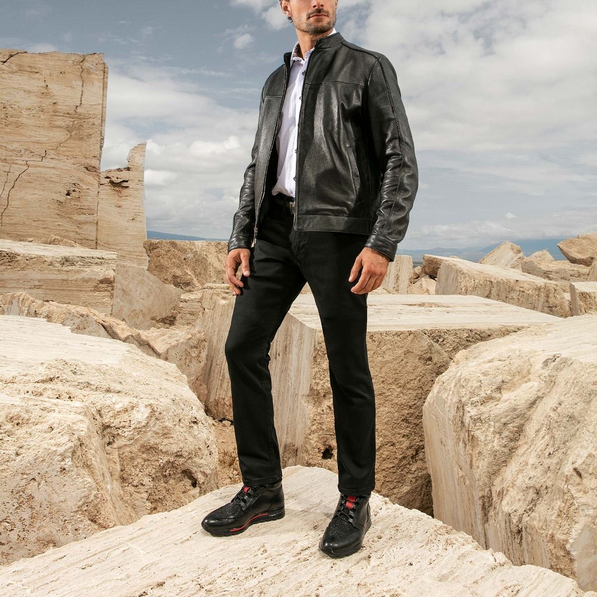 Sneakers casuales fashion de piel de mantarraya para hombre