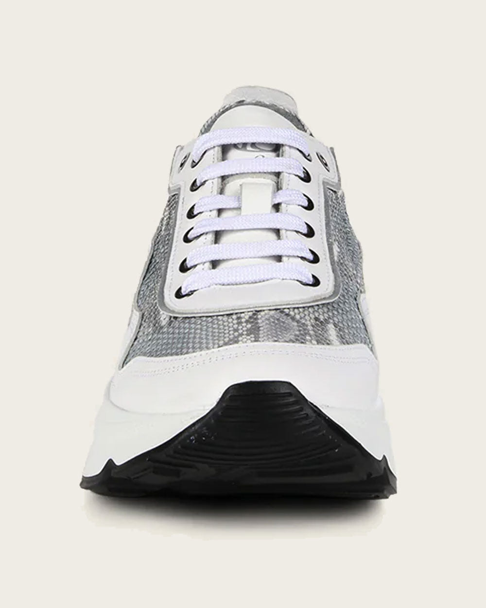 tenis de lujo blancos en auténtica piel de pitón